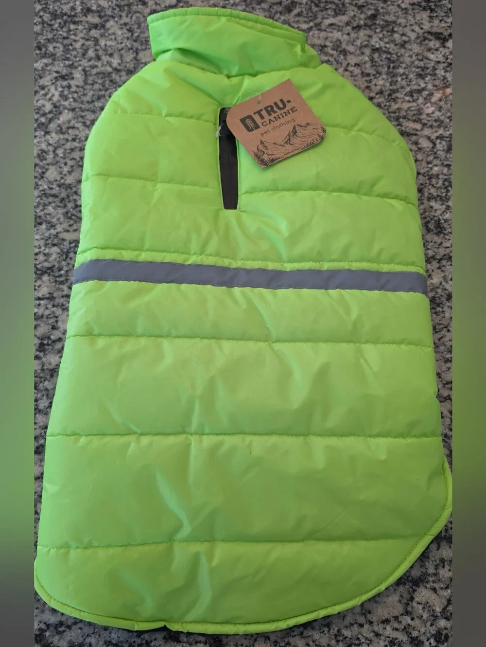 TRU-CANINE Hi Vis Reflective Insulated Dog Puffer Coat Neon Green